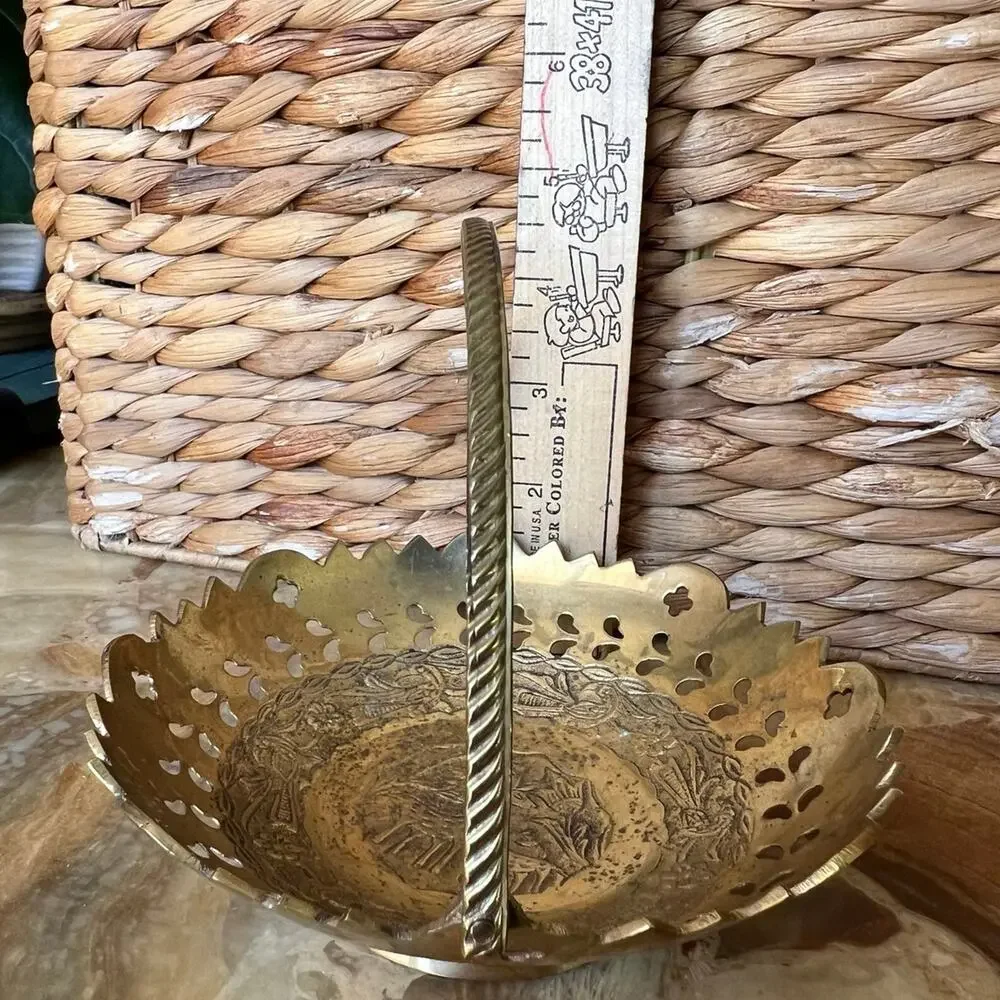 Brass Handled Basket: Made in India